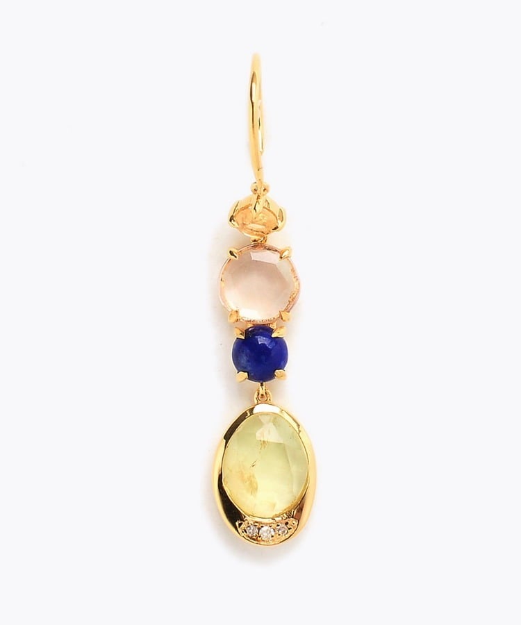 [elafonisi] 【5th Anniversary Limited】One of a kind multi tourmaline linear single pierced earring