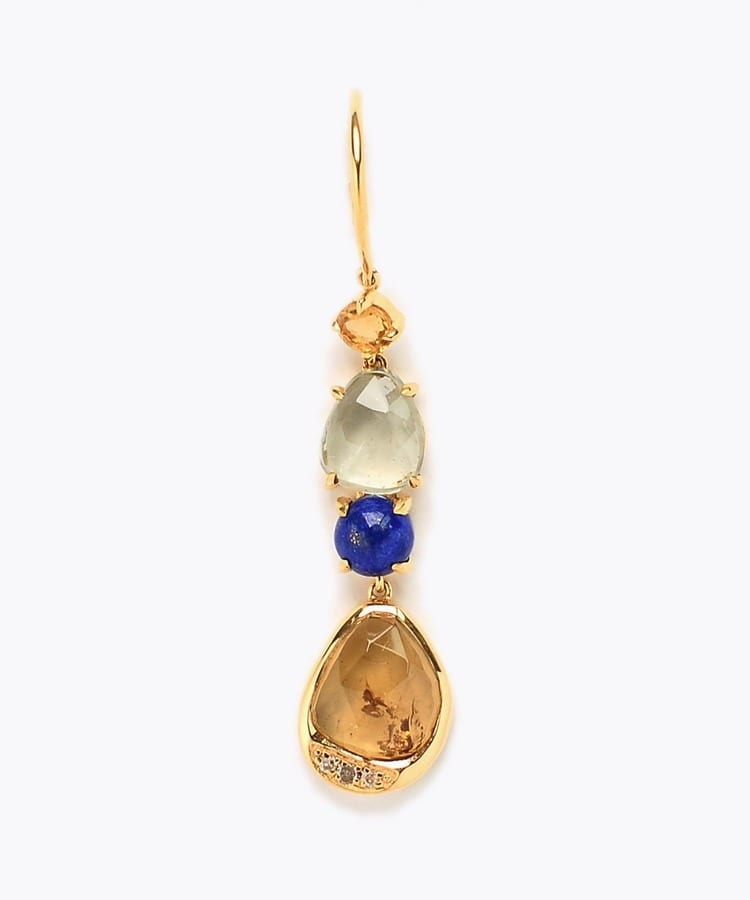 [elafonisi] 【5th Anniversary Limited】One of a kind multi tourmaline linear single pierced earring