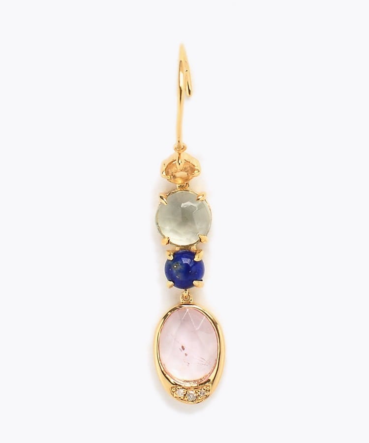[elafonisi] 【5th Anniversary Limited】One of a kind multi tourmaline linear single pierced earring