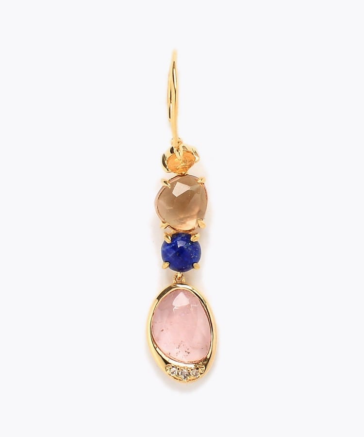 [elafonisi] 【5th Anniversary Limited】One of a kind multi tourmaline linear single pierced earring