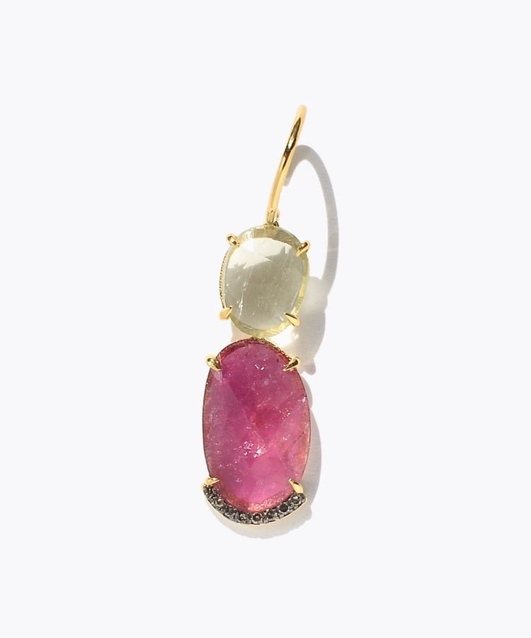 [elafonisi] One of a kind assorted tourmaline single pierced earring