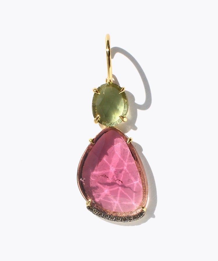 [elafonisi] One of a kind assorted tourmaline single pierced earring