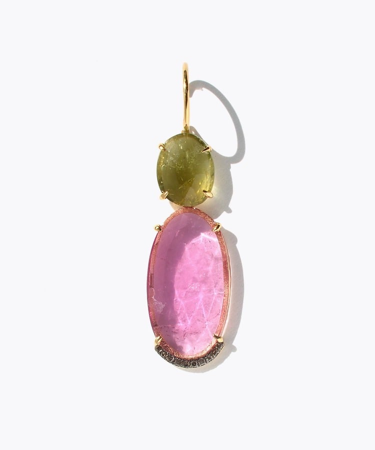 [elafonisi] One of a kind assorted tourmaline single pierced earring