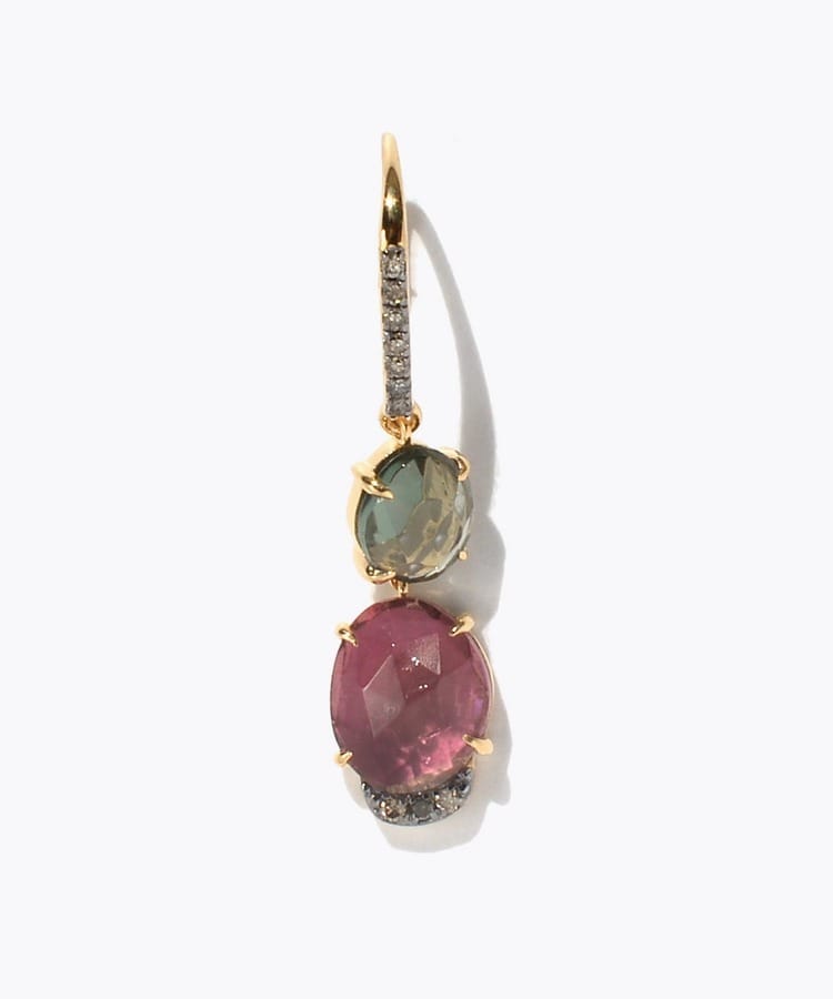 [elafonisi] One of a kind assorted tourmaline pave swing single pierced earring