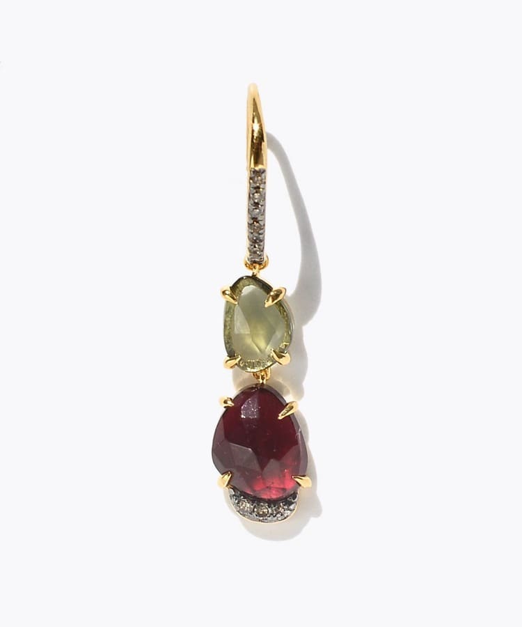 [elafonisi] One of a kind assorted tourmaline pave swing single pierced earring