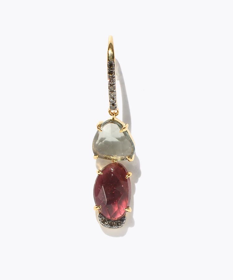 [elafonisi] One of a kind assorted tourmaline pave swing single pierced earring