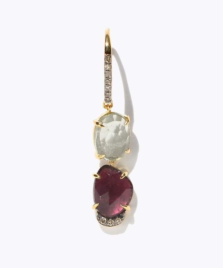 [elafonisi] One of a kind assorted tourmaline pave swing single pierced earring