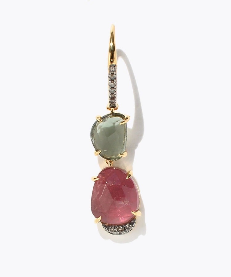 [elafonisi] One of a kind assorted tourmaline pave swing single pierced earring