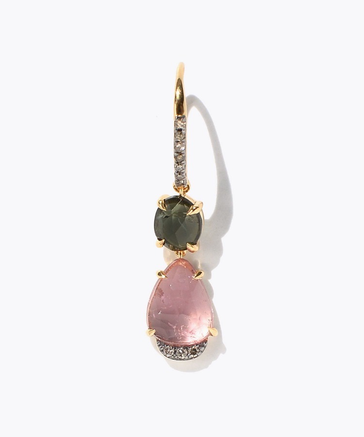 [elafonisi] One of a kind assorted tourmaline pave swing single pierced earring