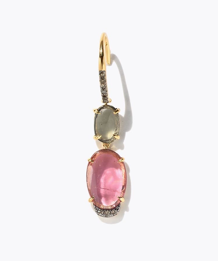 [elafonisi] One of a kind assorted tourmaline pave swing single pierced earring