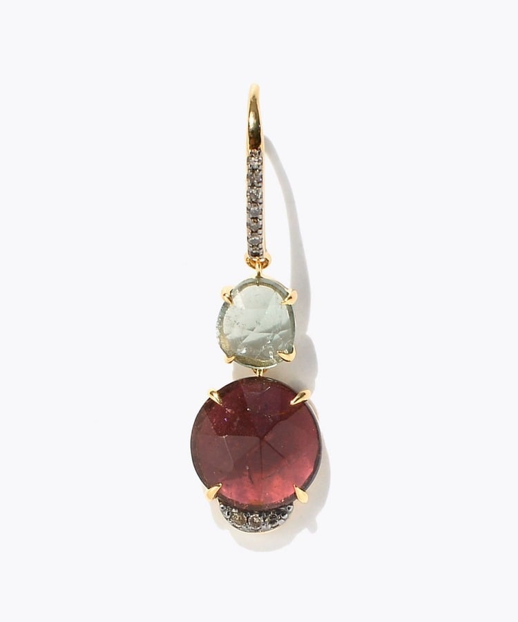 [elafonisi] One of a kind assorted tourmaline pave swing single pierced earring