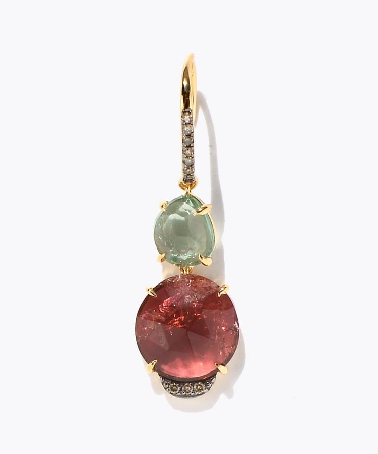 [elafonisi] One of a kind assorted tourmaline pave swing single pierced earring
