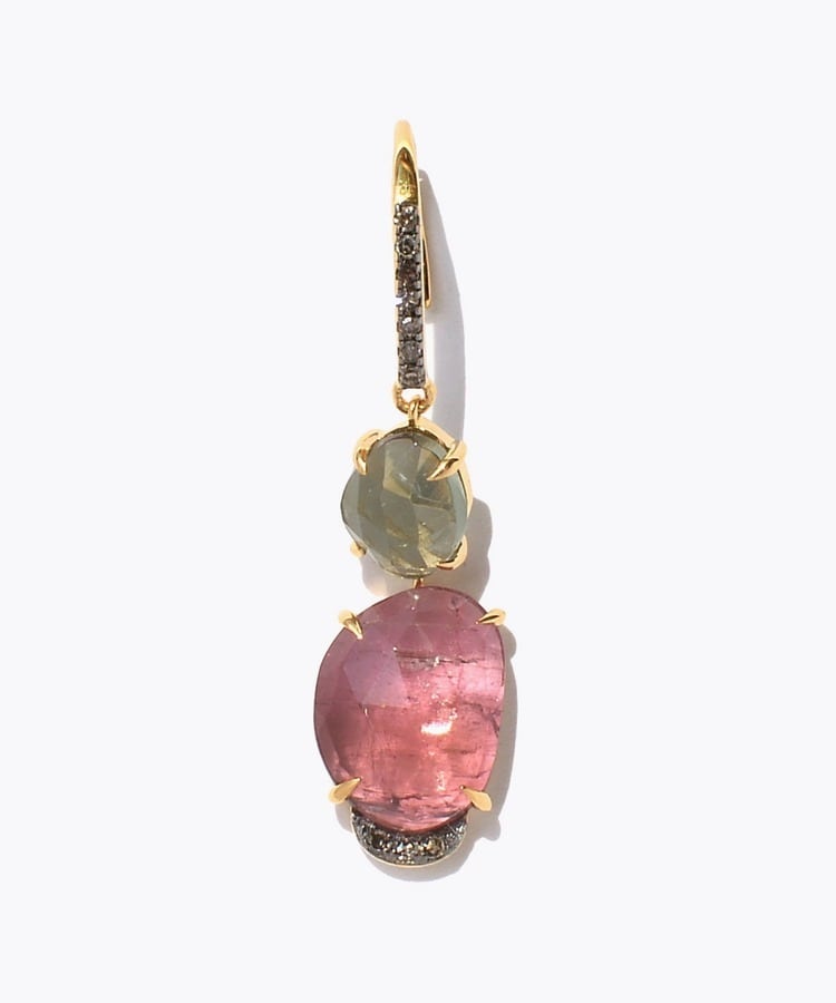 [elafonisi] One of a kind assorted tourmaline pave swing single pierced earring