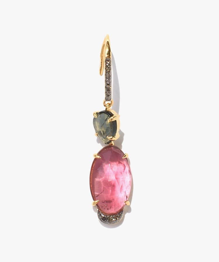 [elafonisi] One of a kind assorted tourmaline pave swing single pierced earring