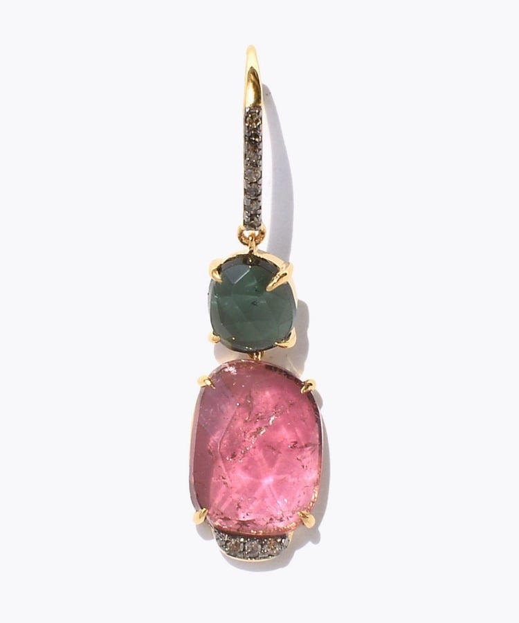 [elafonisi] One of a kind assorted tourmaline pave swing single pierced earring