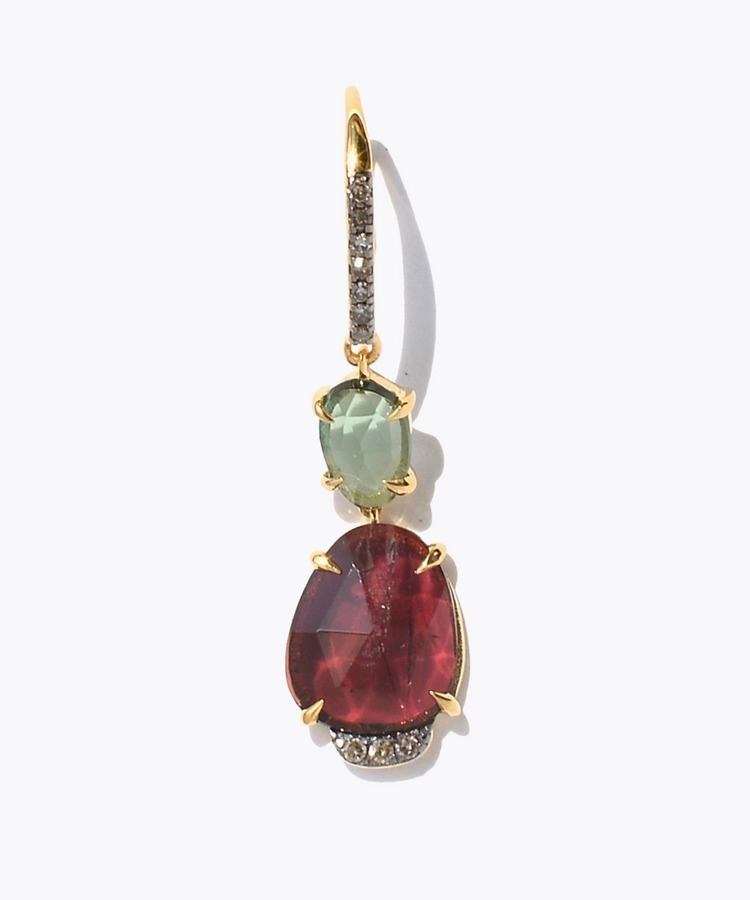 [elafonisi] One of a kind assorted tourmaline pave swing single pierced earring