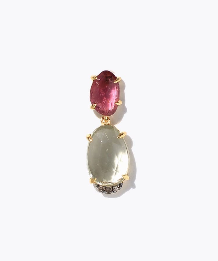 [elafonisi] One of a kind assorted tourmaline stud single pierced earring