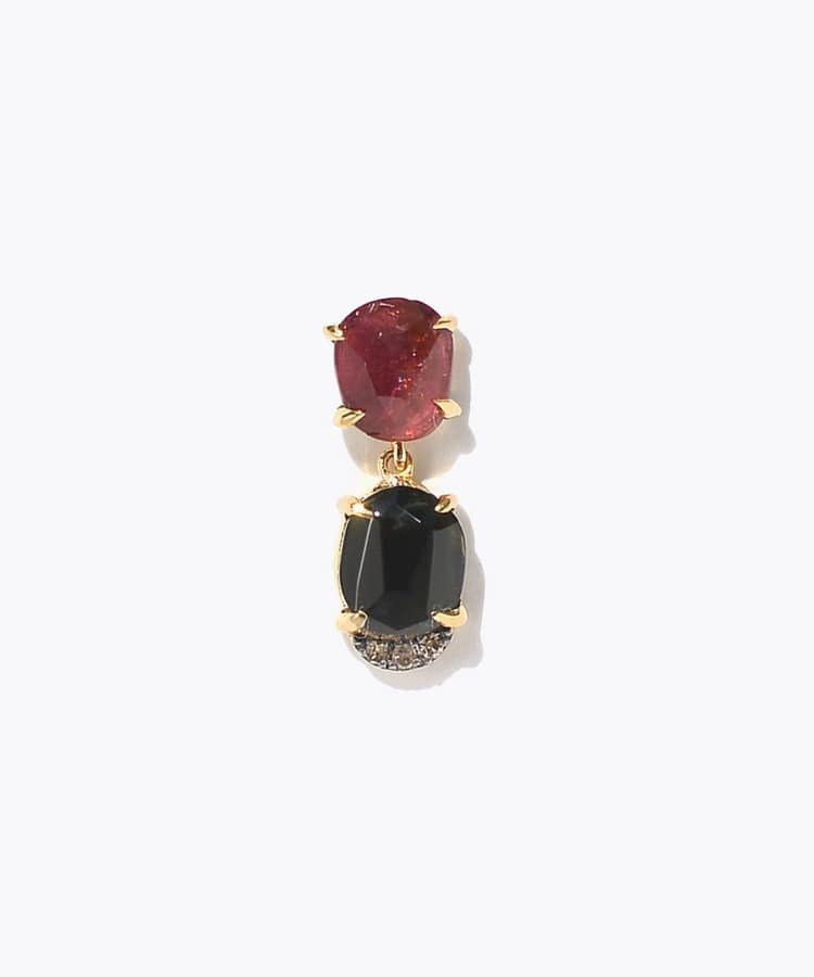 [elafonisi] One of a kind assorted tourmaline stud single pierced earring