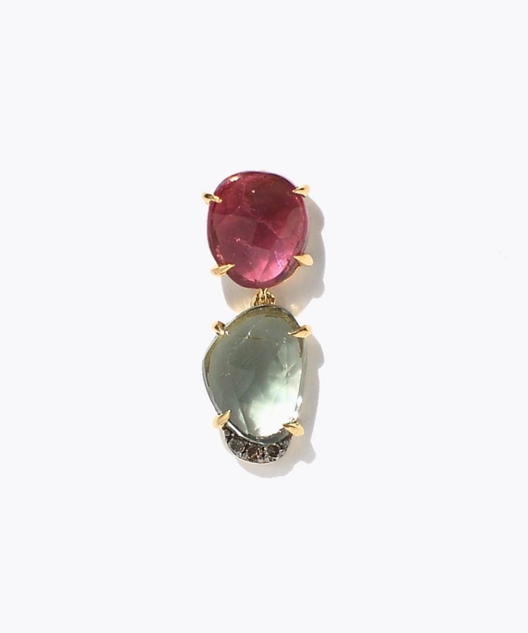 [elafonisi] One of a kind assorted tourmaline stud single pierced earring