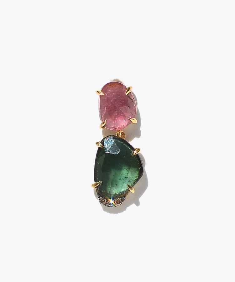 [elafonisi] One of a kind assorted tourmaline stud single pierced earring