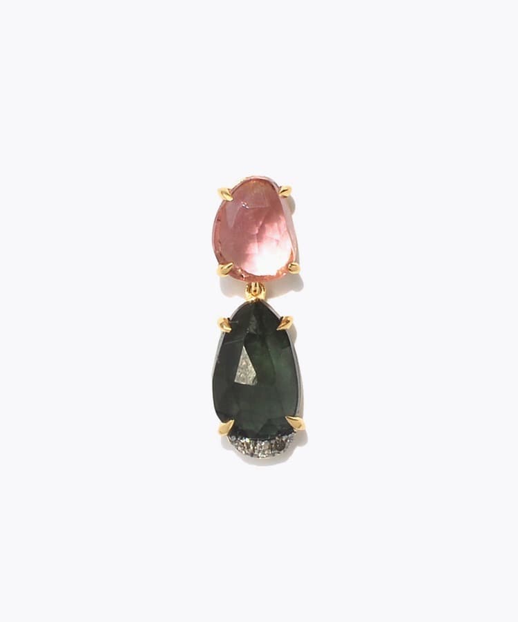 [elafonisi] One of a kind assorted tourmaline stud single pierced earring