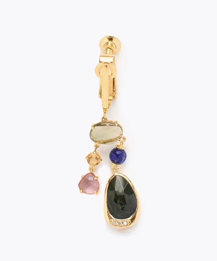 [elafonisi] 【5th Anniversary Limited】One of a kind multi tourmaline chandelier single ear clip