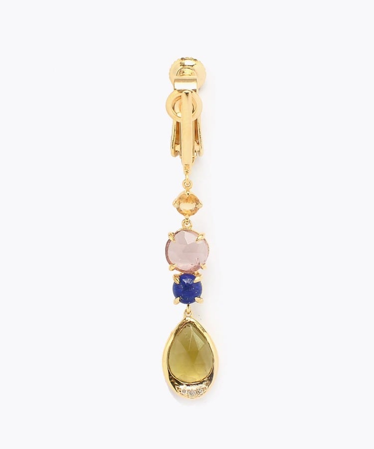[elafonisi] 【5th Anniversary Limited】One of a kind multi tourmaline linear single ear clip