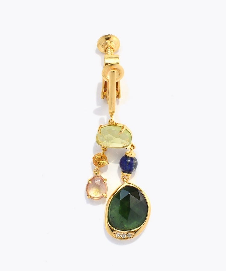 [elafonisi] 【5th Anniversary Limited】One of a kind multi tourmaline chandelier single ear clip