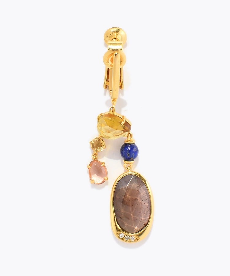 [elafonisi] 【5th Anniversary Limited】One of a kind multi tourmaline chandelier single ear clip