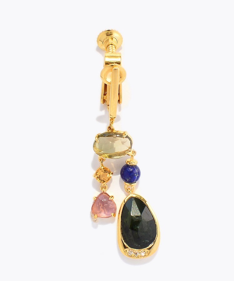 [elafonisi] 【5th Anniversary Limited】One of a kind multi tourmaline chandelier single ear clip