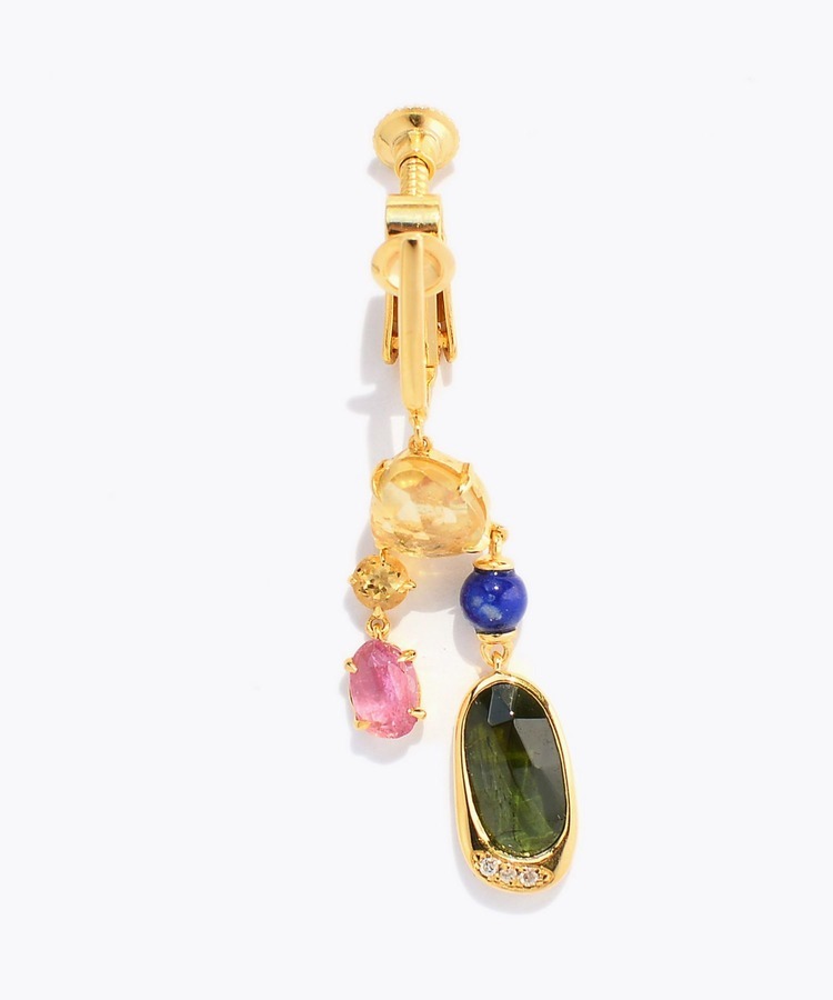 [elafonisi] 【5th Anniversary Limited】One of a kind multi tourmaline chandelier single ear clip