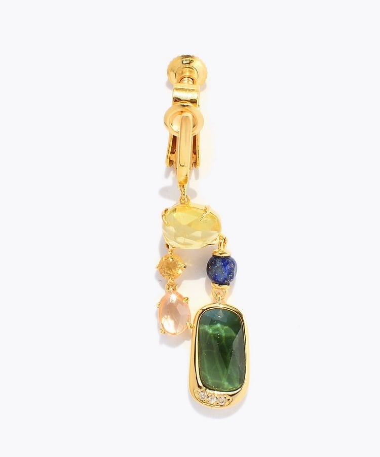 [elafonisi] 【5th Anniversary Limited】One of a kind multi tourmaline chandelier single ear clip