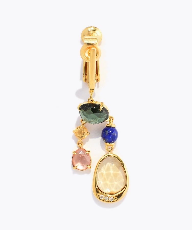 [elafonisi] 【5th Anniversary Limited】One of a kind multi tourmaline chandelier single ear clip
