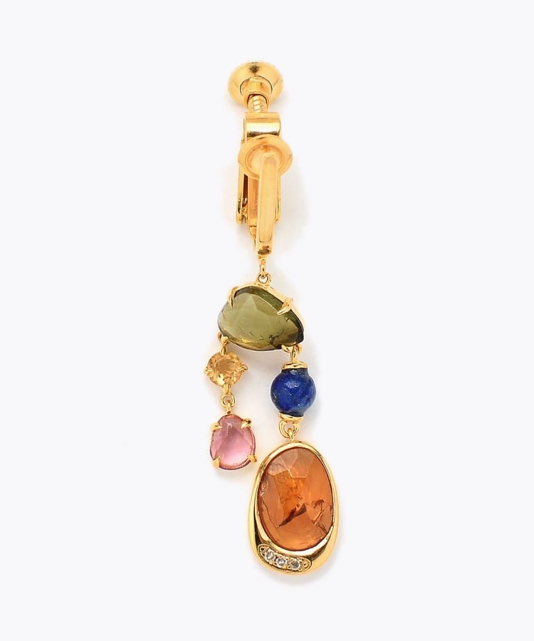 [elafonisi] 【5th Anniversary Limited】One of a kind multi tourmaline chandelier single ear clip