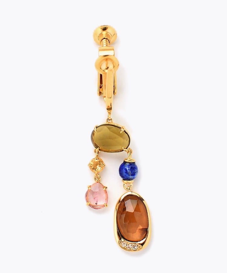 [elafonisi] 【5th Anniversary Limited】One of a kind multi tourmaline chandelier single ear clip