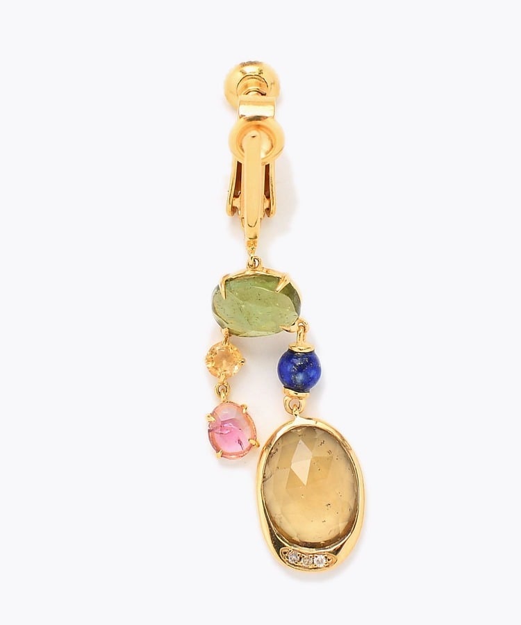 [elafonisi] 【5th Anniversary Limited】One of a kind multi tourmaline chandelier single ear clip