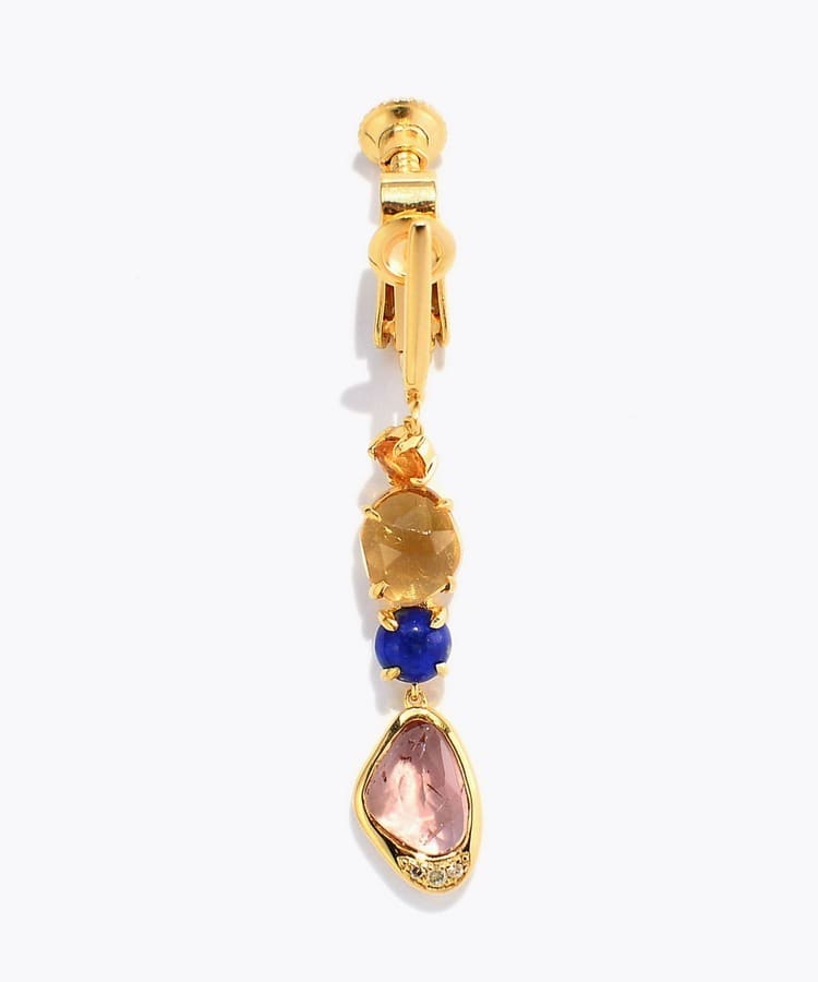 [elafonisi] 【5th Anniversary Limited】One of a kind multi tourmaline linear single ear clip