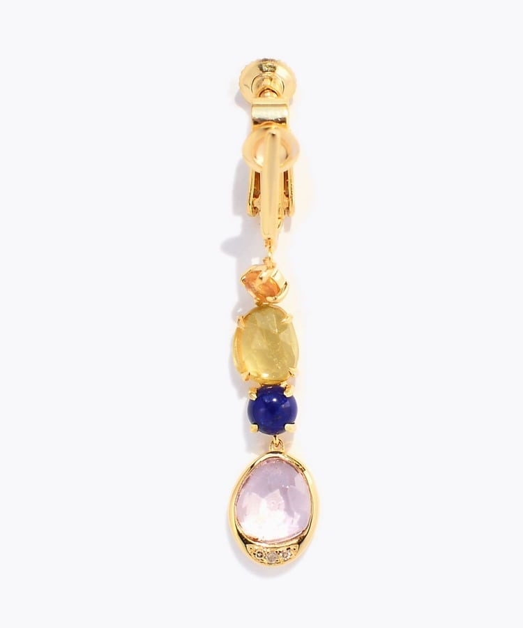 [elafonisi] 【5th Anniversary Limited】One of a kind multi tourmaline linear single ear clip