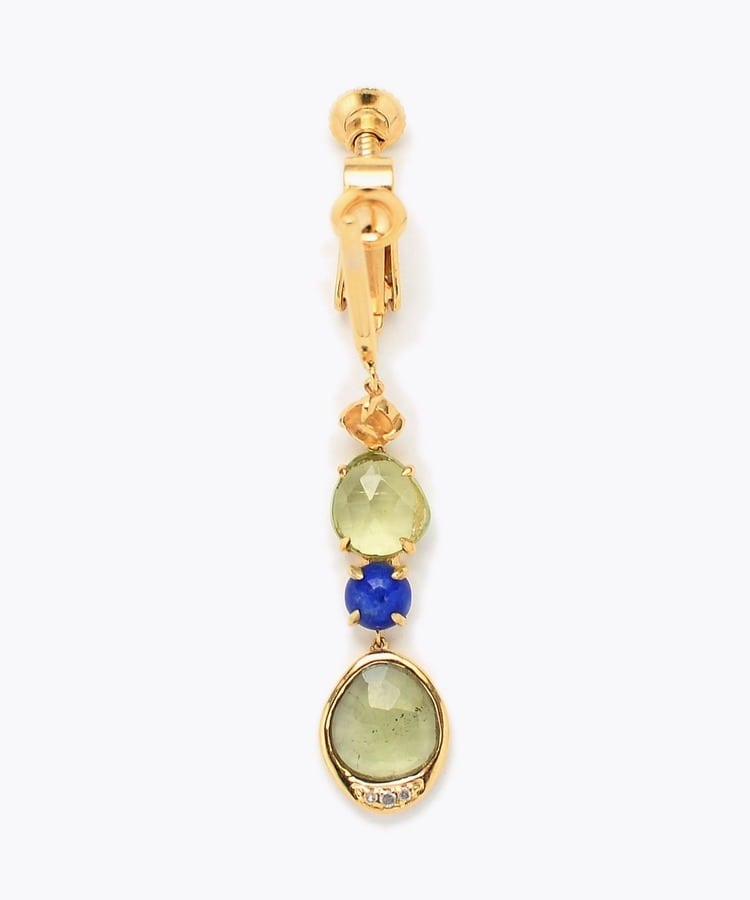 [elafonisi] 【5th Anniversary Limited】One of a kind multi tourmaline linear single ear clip