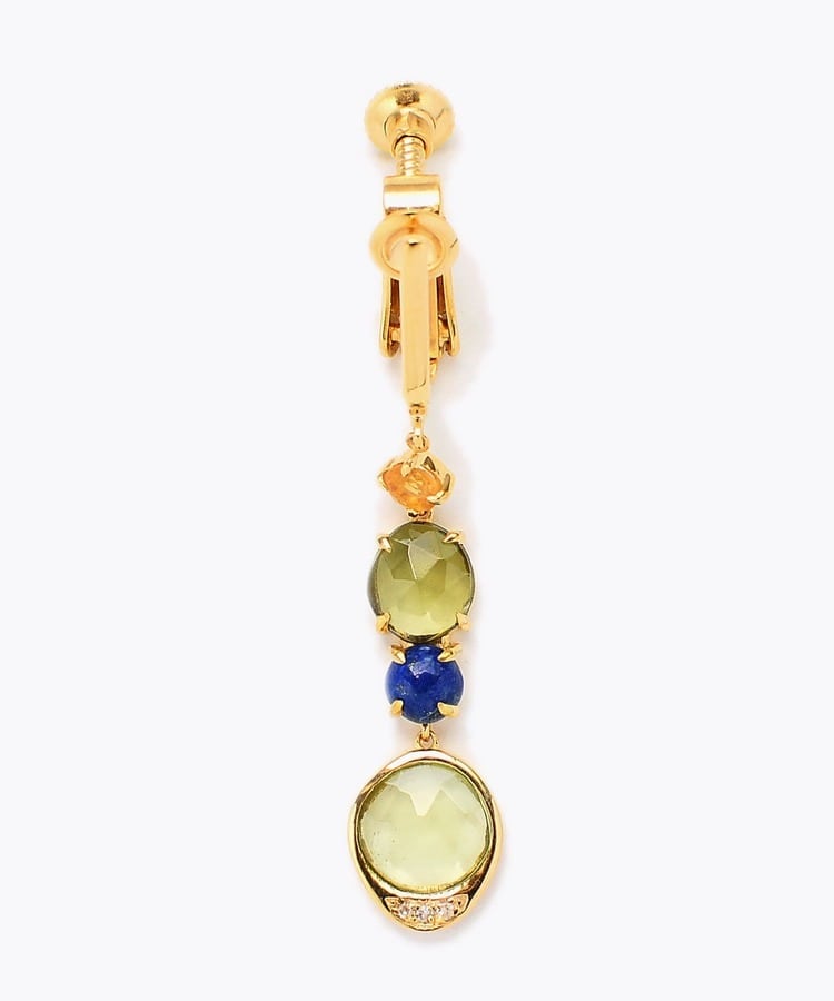 [elafonisi] 【5th Anniversary Limited】One of a kind multi tourmaline linear single ear clip