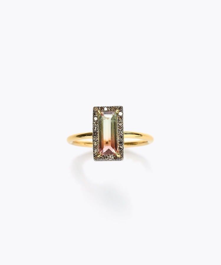 [elafonisi] 【5th Anniversary Limited】One of a kind rectangle bi-color tourmaline ring