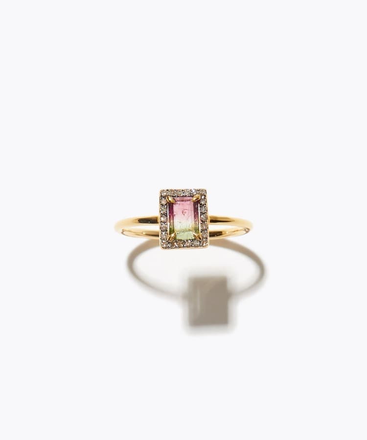 [elafonisi] rectangle bi-color tourmaline ring