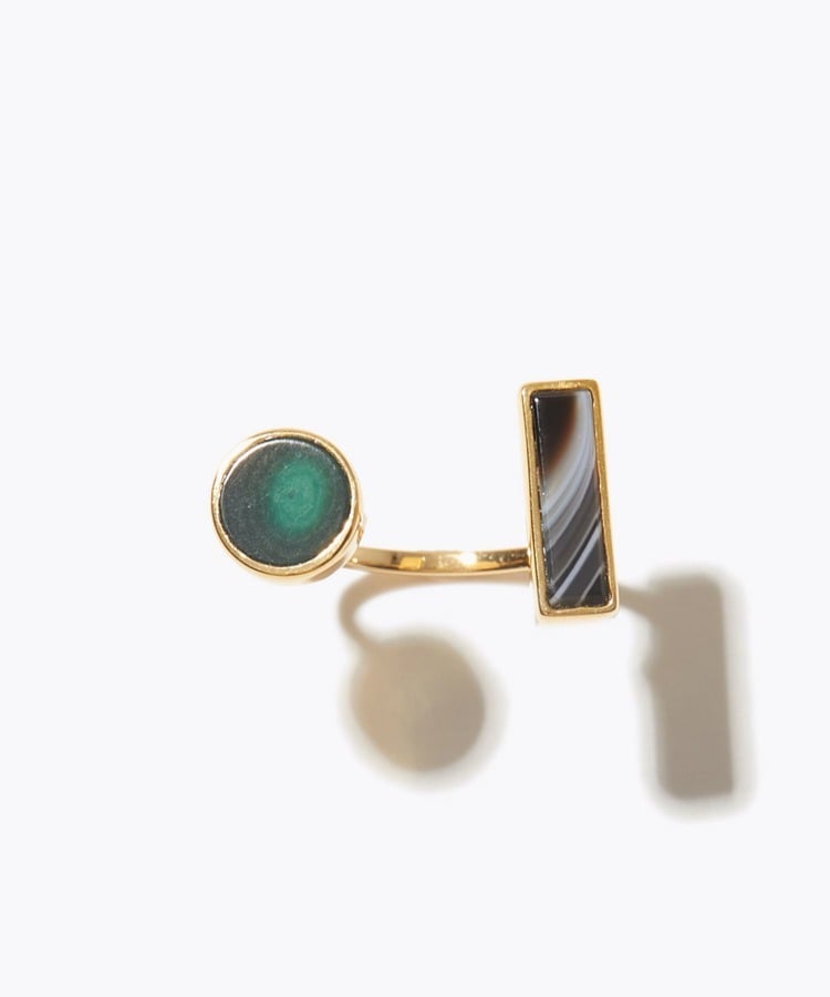 [ancient] malachite agete flat open ring