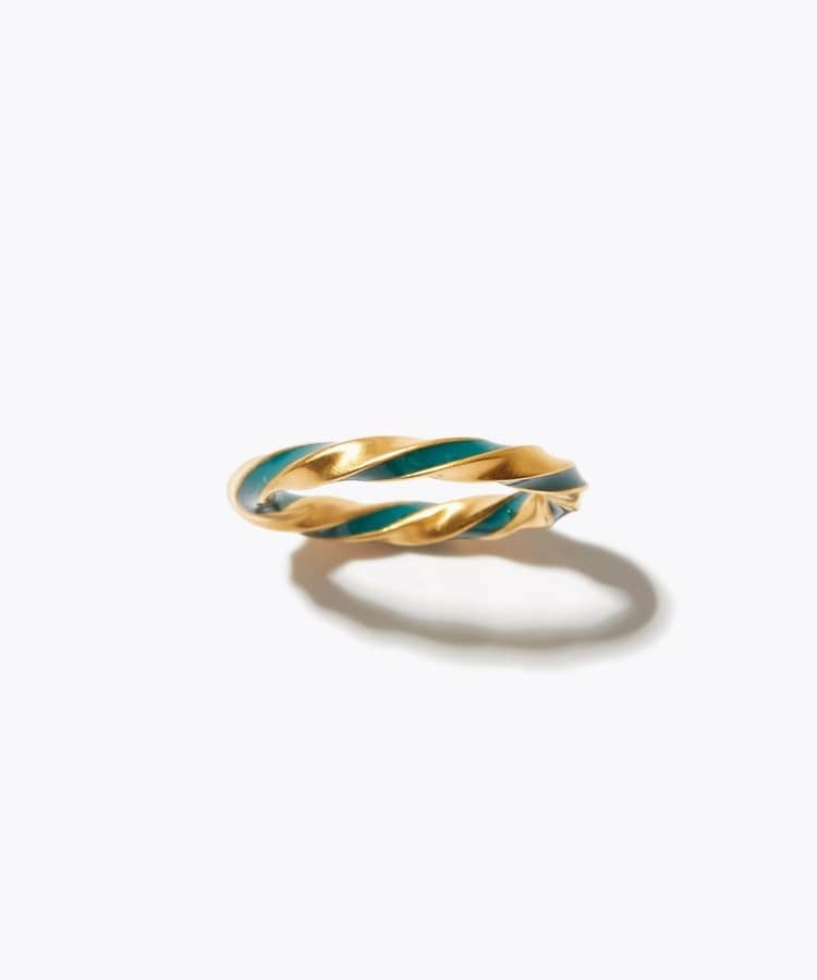 [ancient] twisted peacock enamel ring