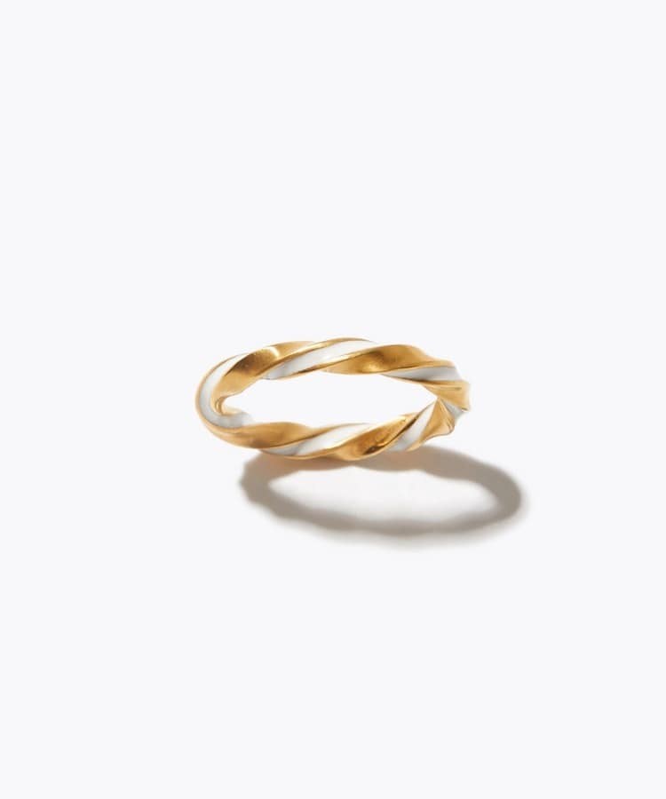 [ancient] twisted white enamel ring