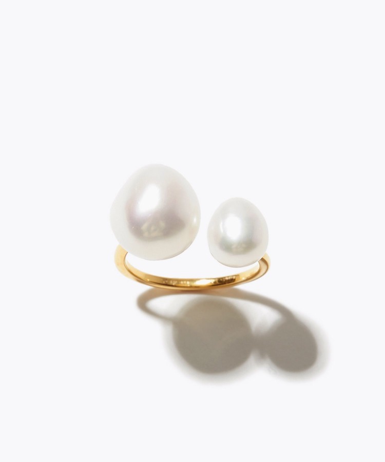 [philia] double baroque pearl open ring