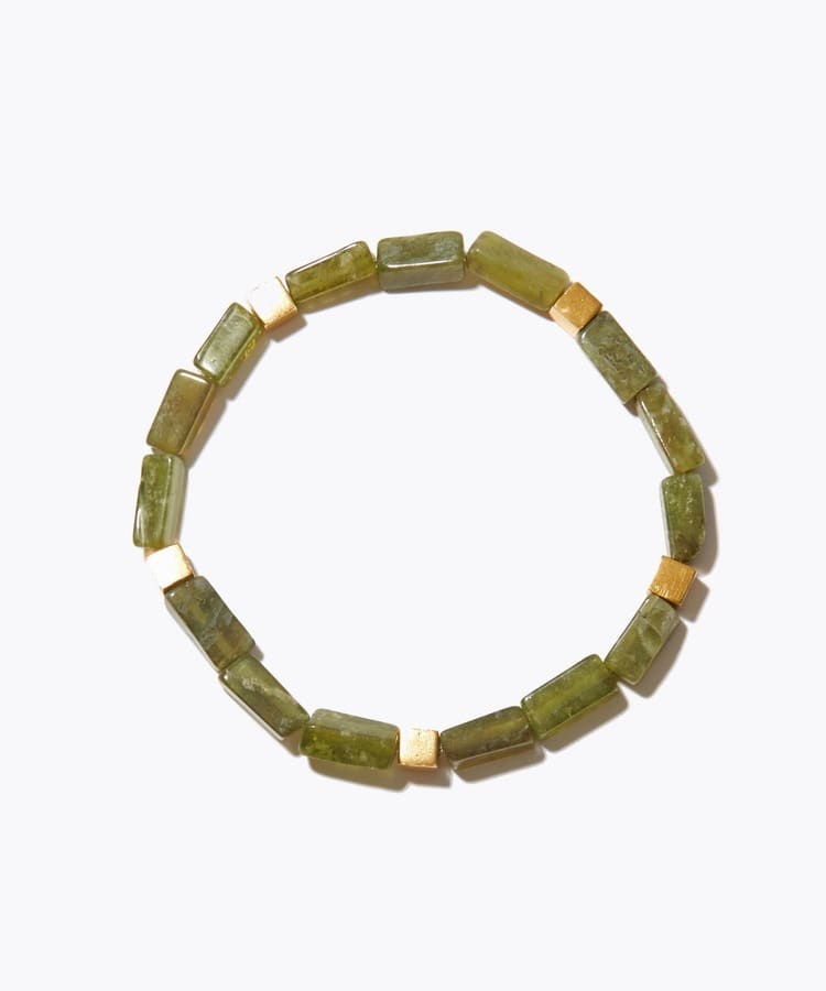 [amulette] [Protection and healing stone]green serpentine cube bracelet