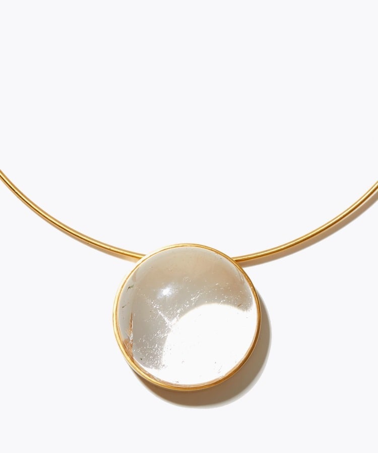 [raw beauty] round dome clear quartz wire choker