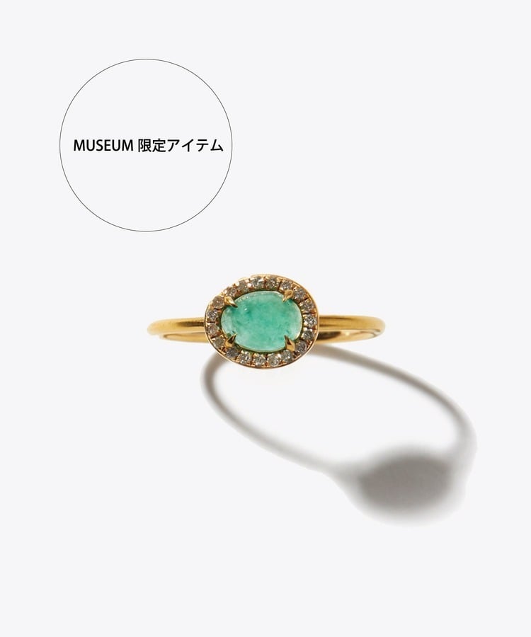 [elafonisi] K10 emerald pave diamond ring