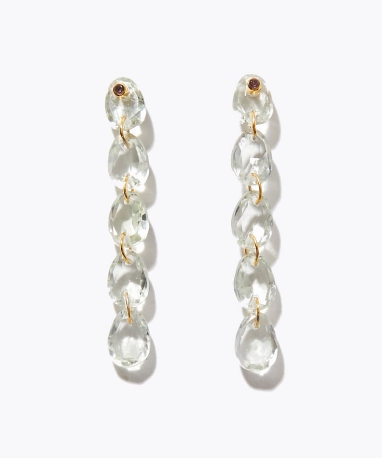 [eden] green amethyst tear drops pierced earring